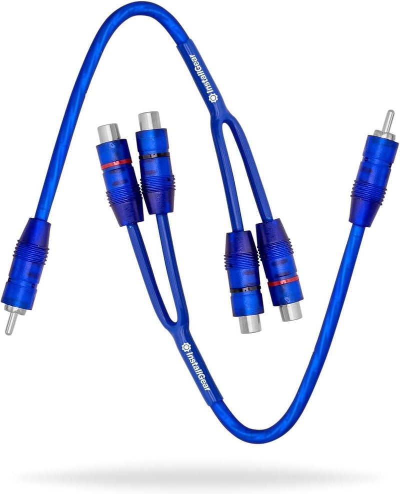 InstallGear 1 ft Shielded 1 Male to 2 Female RCA Y Adapter Splitter Connector - RCA Splitter, 2 Pack - Image 1